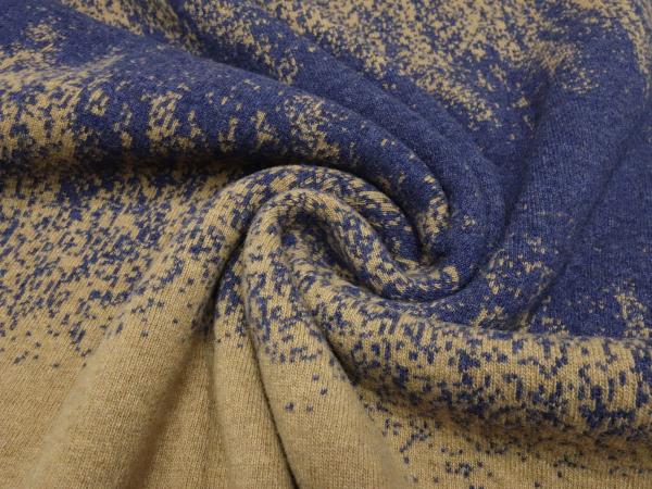 Fabric Ital. knitted fabric merino wool doubleface jacquard gradient beige blue melange merino knitted fabric dress fabric coat fabric decorative fabric