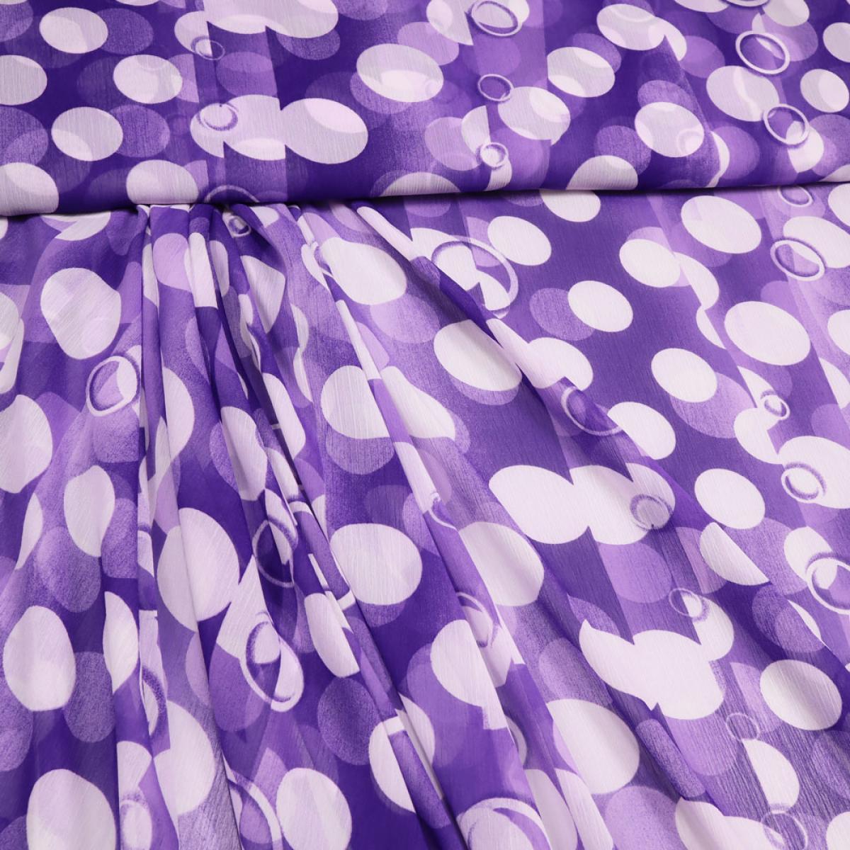 Fabric chiffon crepe blouse fabric dress fabric with dots circles design purple white