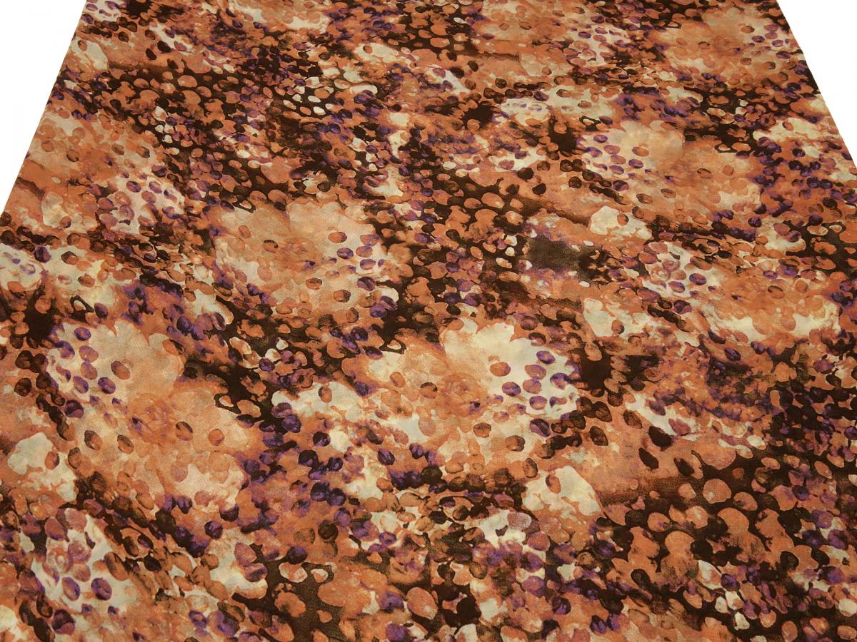 Fabric chiffon blouse fabric abstract dots spots design orange brown beige purple dress fabric