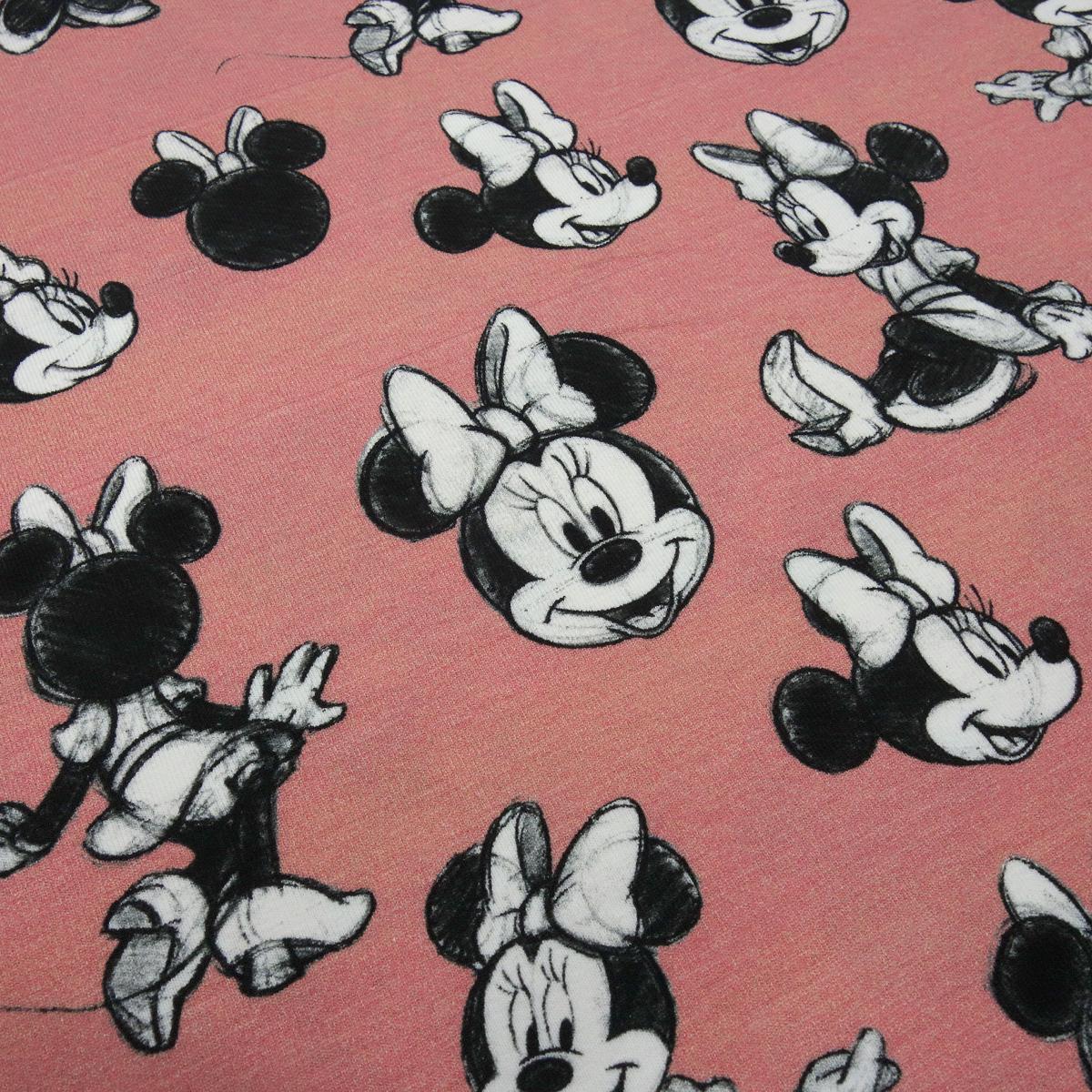 Stoff Baumwolle Jersey Disney Minnie Maus retro Design altrosa schwarz weiß Lizenzstoff Kinderstoff Kleiderstoff