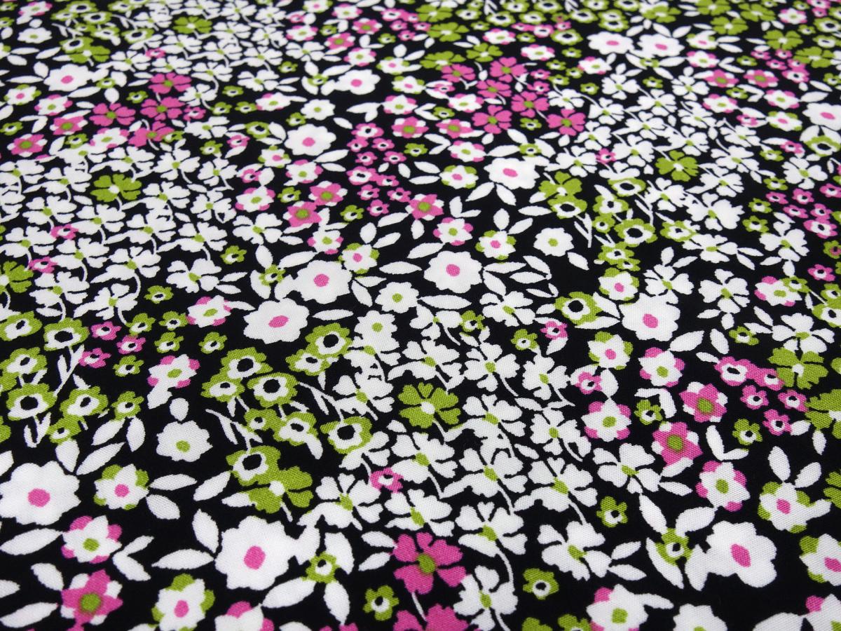 Fabric viscose blouse fabric with flowers scattered design white black green pink dress fabric