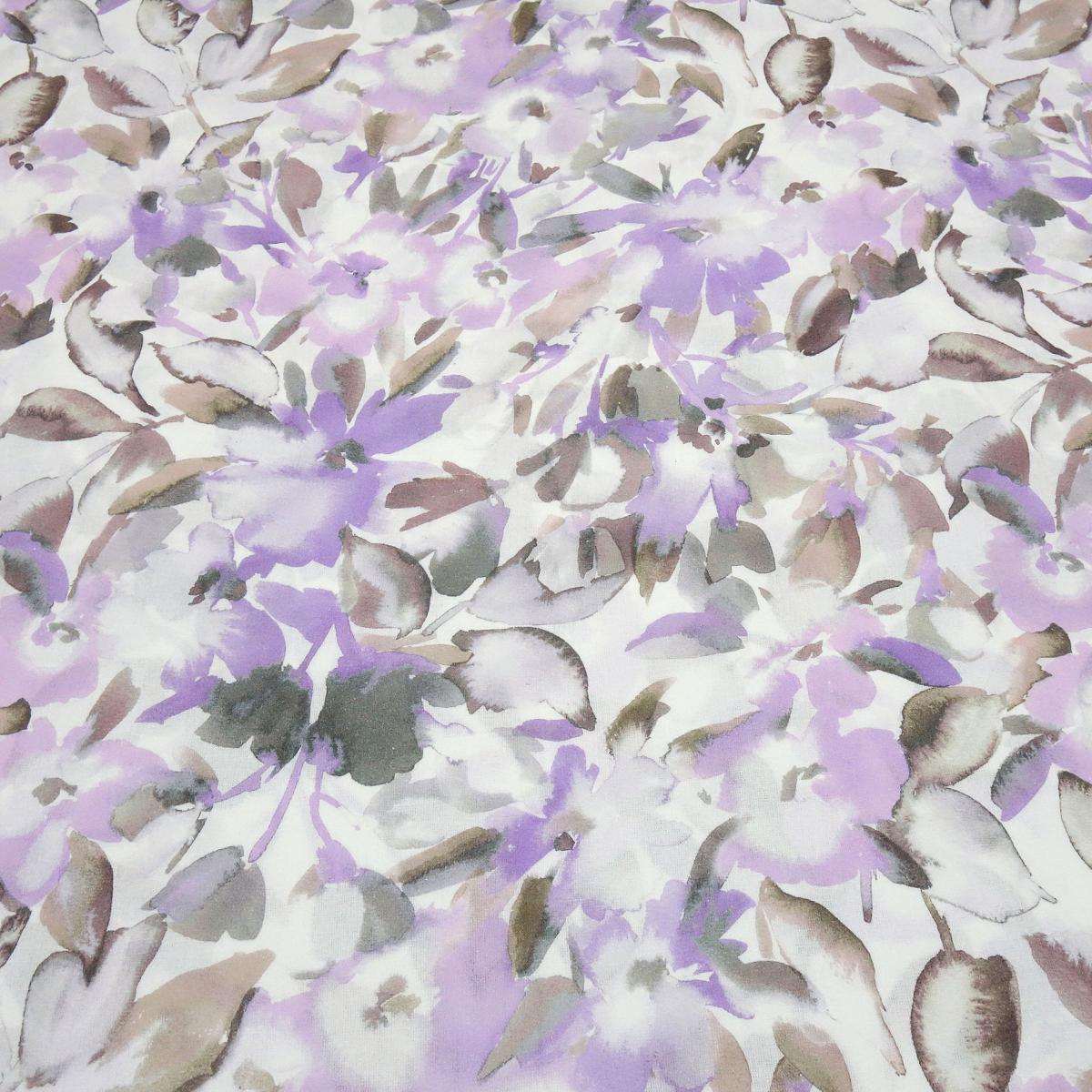 Fabric viscose linen voile blouse fabric with flower blossom design white lilac gray beige brown dress fabric