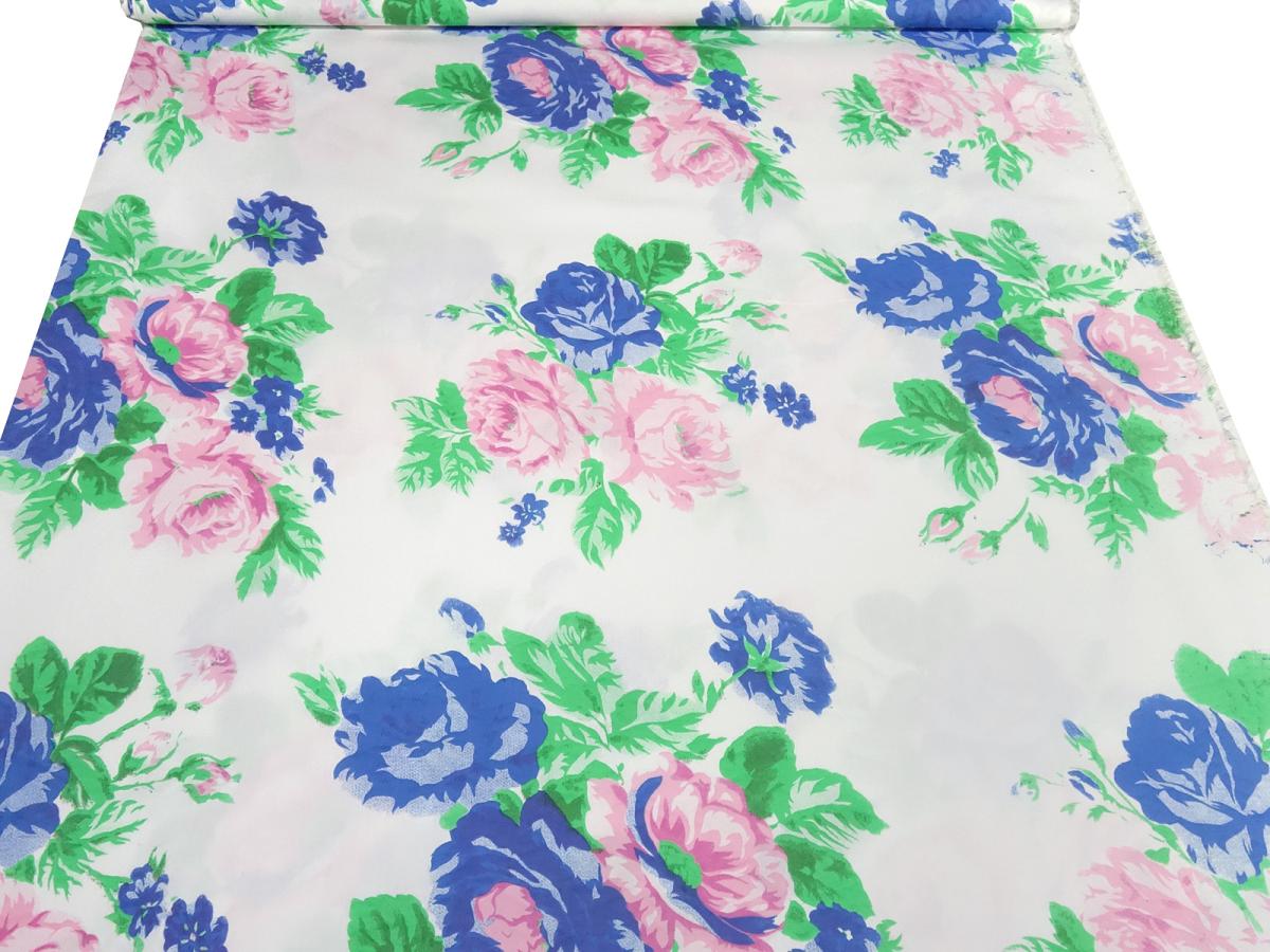 Stoff Baumwolle Stretch Popelin Rosen Design weiss blau grün rosa bedruckt Blusenstoff Kleiderstoff