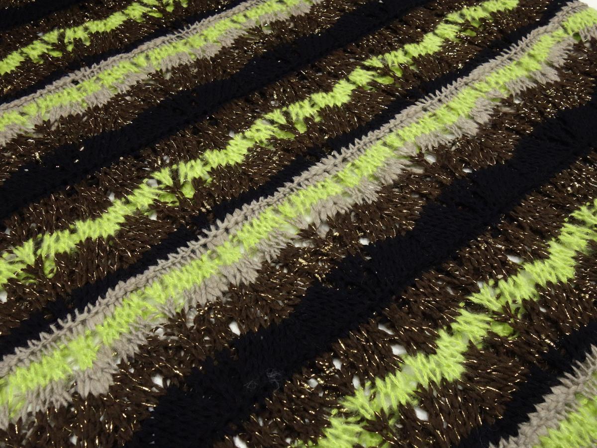 Fabric coarse knit wool knit fabric with knitting pattern and lurex thread neon green brown black beige gold lurex shiny dress fabric sweater fabric